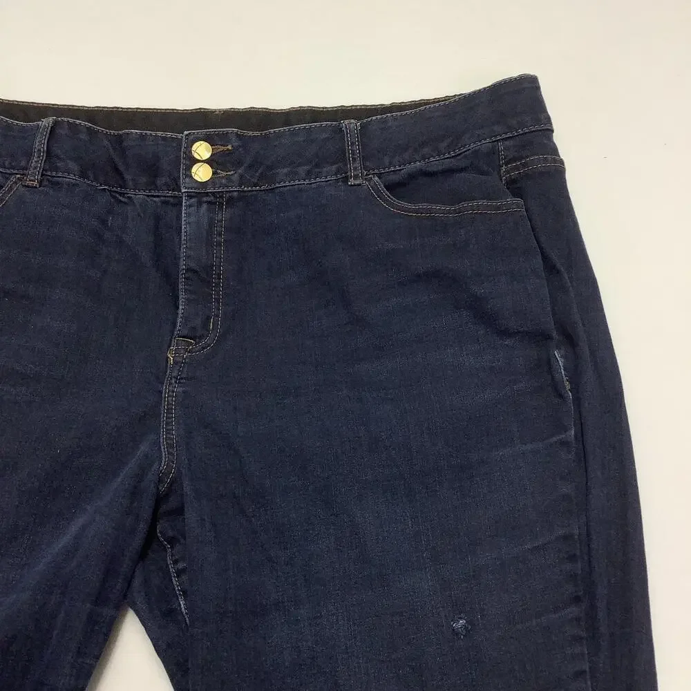 Lane Bryant Jeans Womens 24 Blue High Rise Straight Stretch Tummy Control